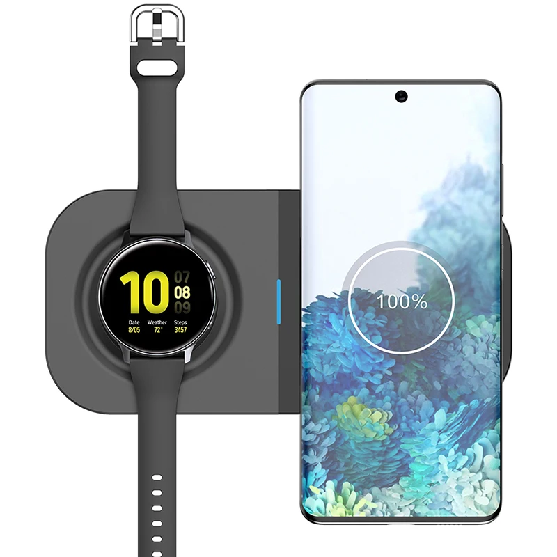 

Беспроводное зарядное устройство 2 в 1 QI, 15 Вт, подставка для быстрой зарядки для Samsung S20/S10/S9, док-станция для Samsung Watch Galaxy Buds