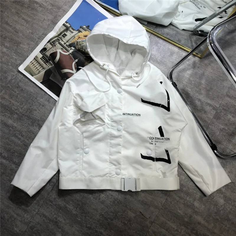 

Тренчкот женский с капюшоном, нейлоновая ветровка оверсайз с большими карманами и поясом, 160D, Модный повседневный пиджак