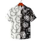 Летняя Пляжная гавайская рубашка с принтом черепа, с коротким рукавом, в стиле пэчворк, Повседневная Уличная одежда, модная рубашка в стиле хип-хоп, Алоха, Харадзюку