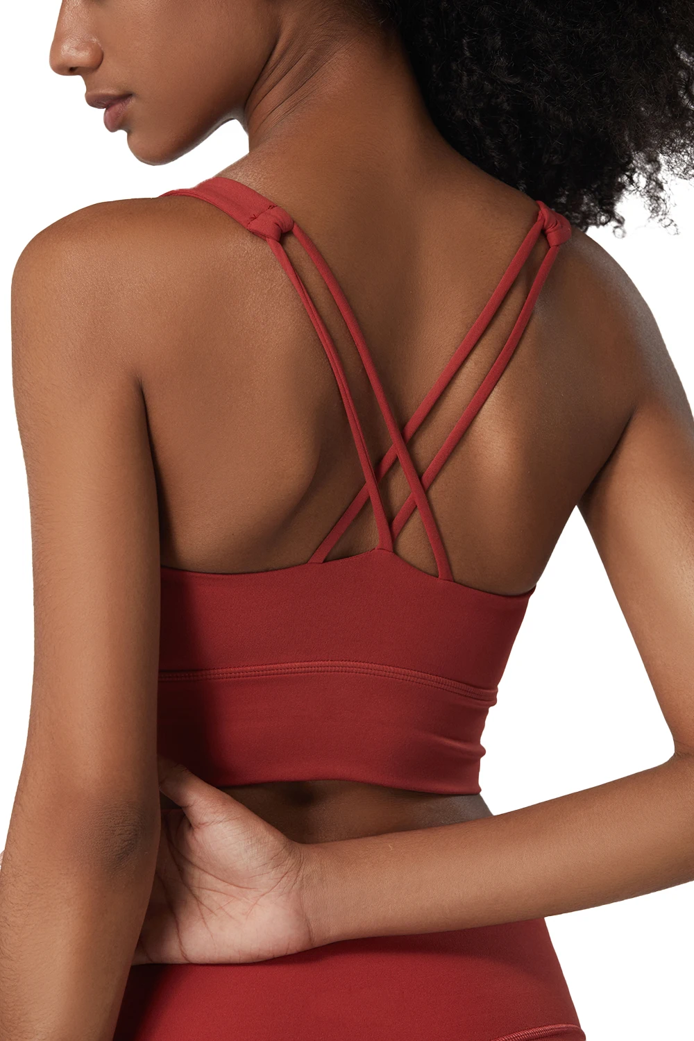 Женский бесшовный спортивный бюстгальтер с прокладками открытой спиной для йоги