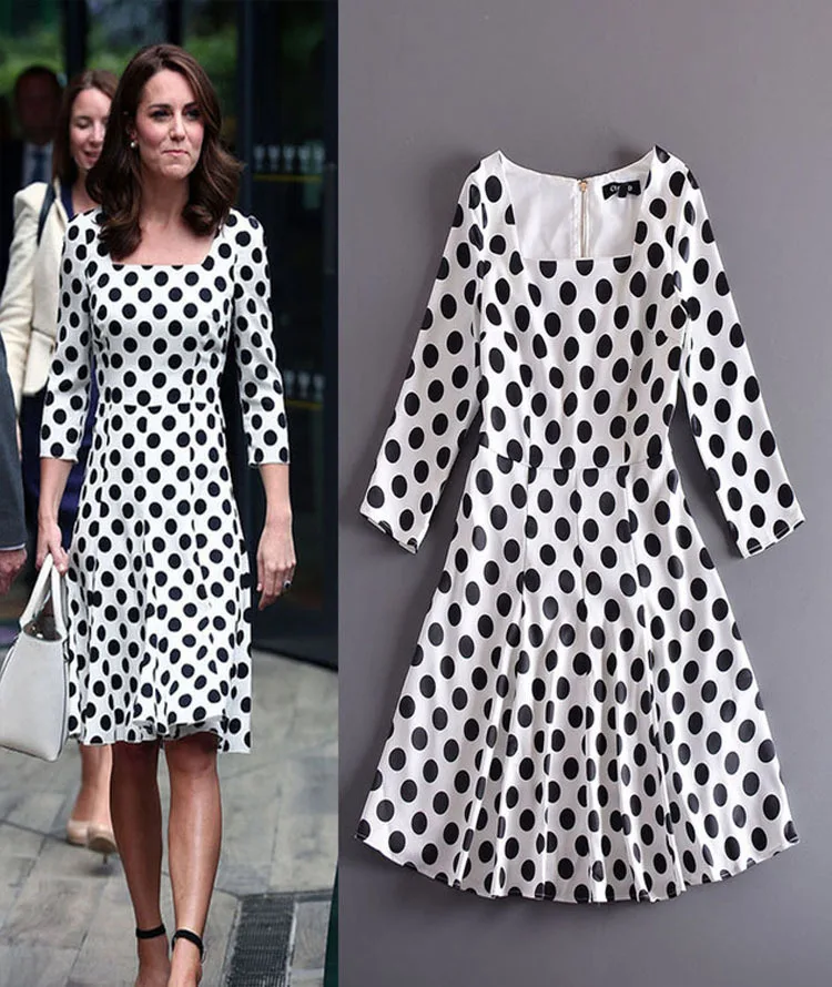 BacklakeGirls/Новинка 2020 года черно белое Платье в горошек трапециевидной формы