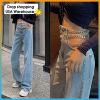 y2k jeans women high waist hole chain baggy jeans fashion streetwear denim trousers oversized harajuku pants woman clothes 2021