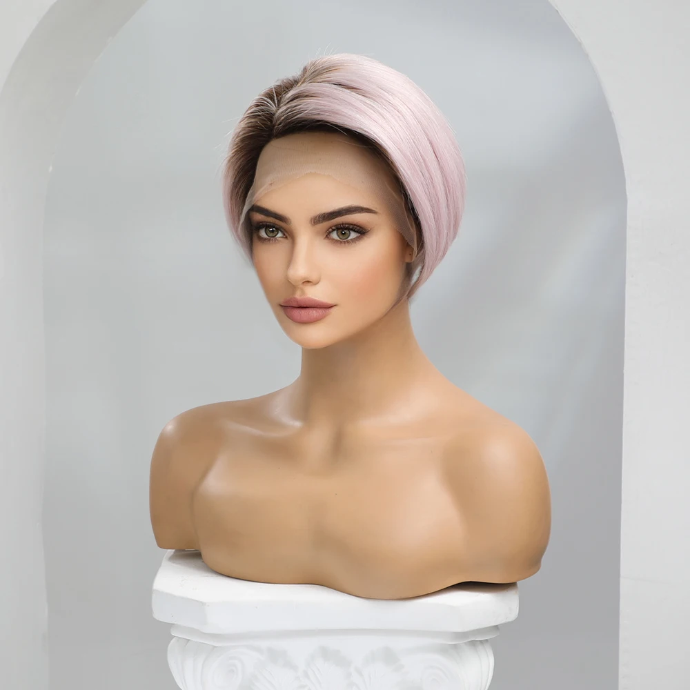 HAIRCUBE светильник-фиолетовые розовые человеческие волосы парики с боковым