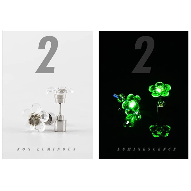 

1 Pair LED Light Christmas Gift Halloween Party Square Night Bling Studs Earring Led Party Music Festival