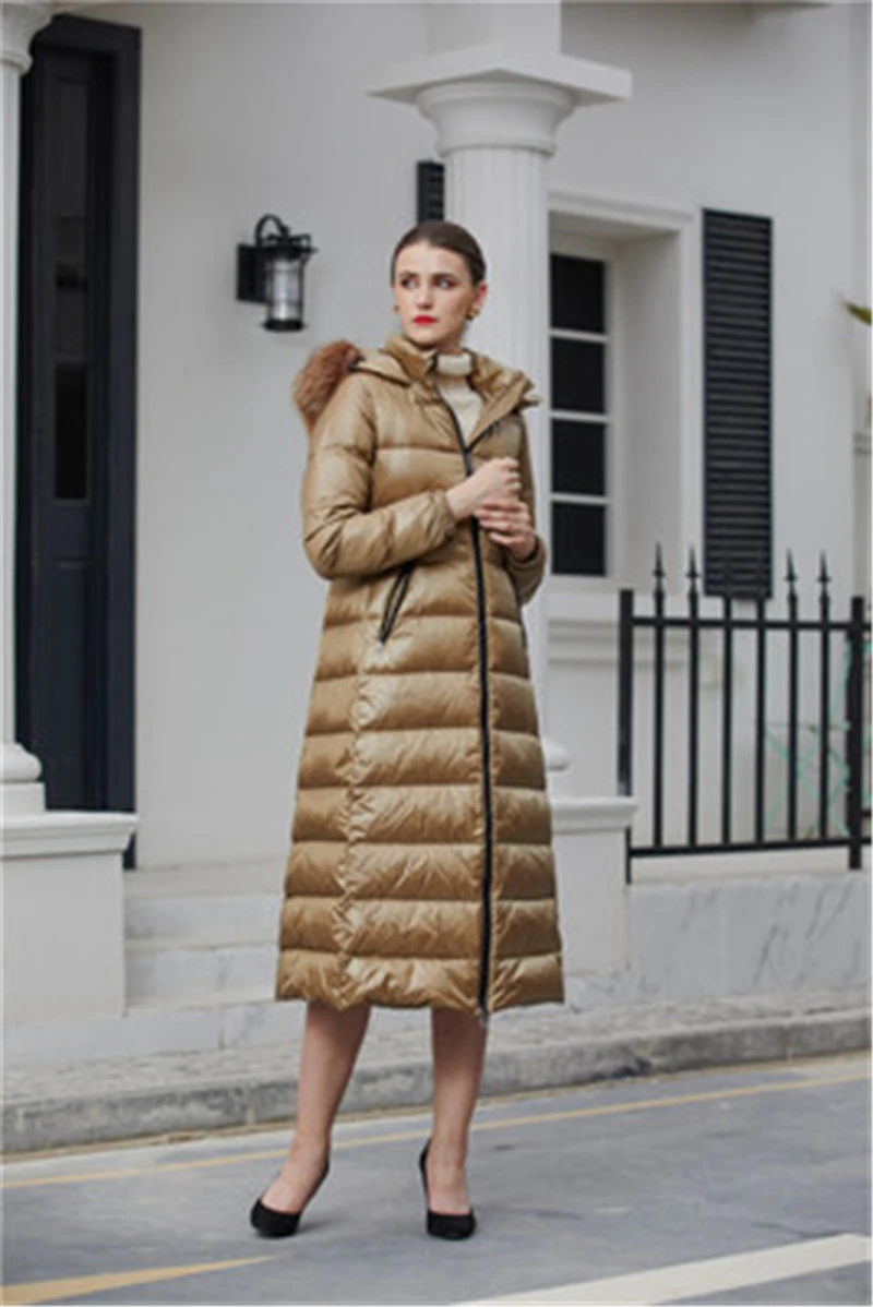 New Winter Fox Fur Collar Women's Down Coat Fashion 90% White Duck Down Coats Ladies Long Coats Slim Warm Female Down Coat N484 enlarge