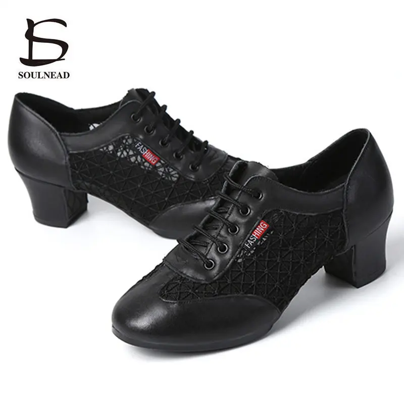Jazz Dance Shoes For Women Latin Ballroom Female Salsa Tango Shoes White Mesh Soft Woman's Practice Dancing Shoes Dance Sneakers