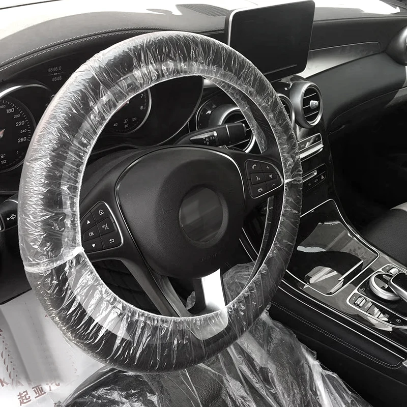 

For Mercedes-Benz Honda Nissan 1Pc Transparent Plastic Disposable Car Steering Wheel Protector Cover Waterproof Auto Accessories