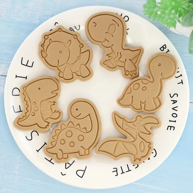 Dinosaur Cookie Cutters Plastic 3D Cartoon Pressable Biscuit Mould 4