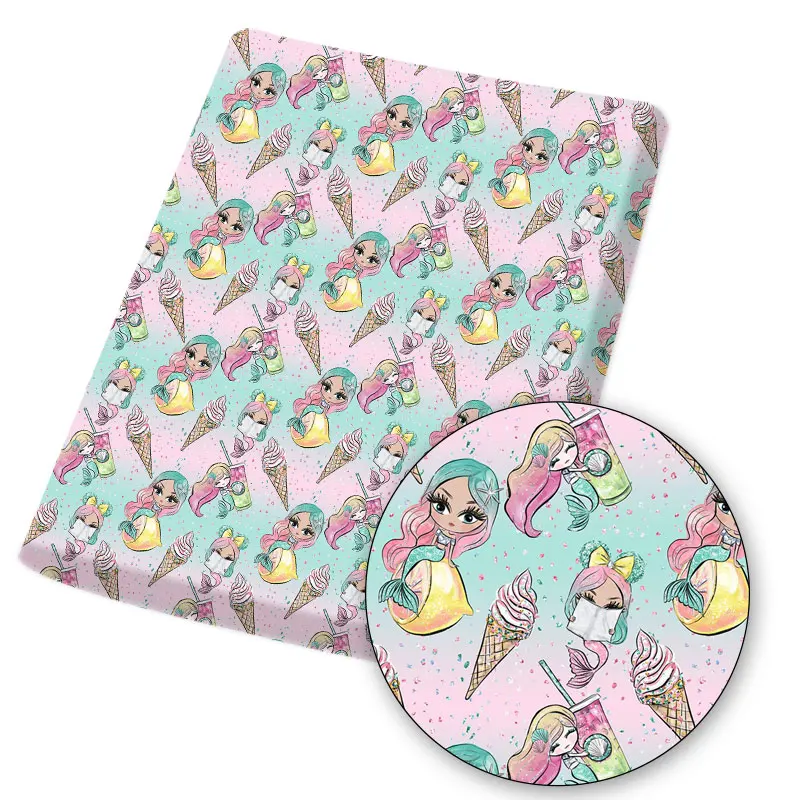 

Polyester Cotton Fabric for Dress Home Textile Unicorn Printed Cloth By The Yard Sewing Supplies Mask Purses Crafts DIY 45*145cm
