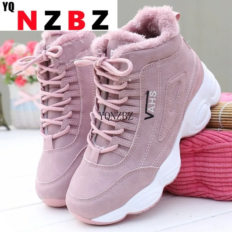 

2021 Winter New Plus Velvet Women's Shoes High-top Shoes Female Students Thick-soled Sneakers Cotton Shoes