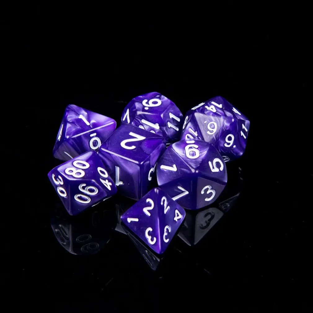 

7PCS/SET Multicolor Acrylic Multifaceted Stereo Dice D & D Digital Dice Tabletop Dice Set Board Game Accessories