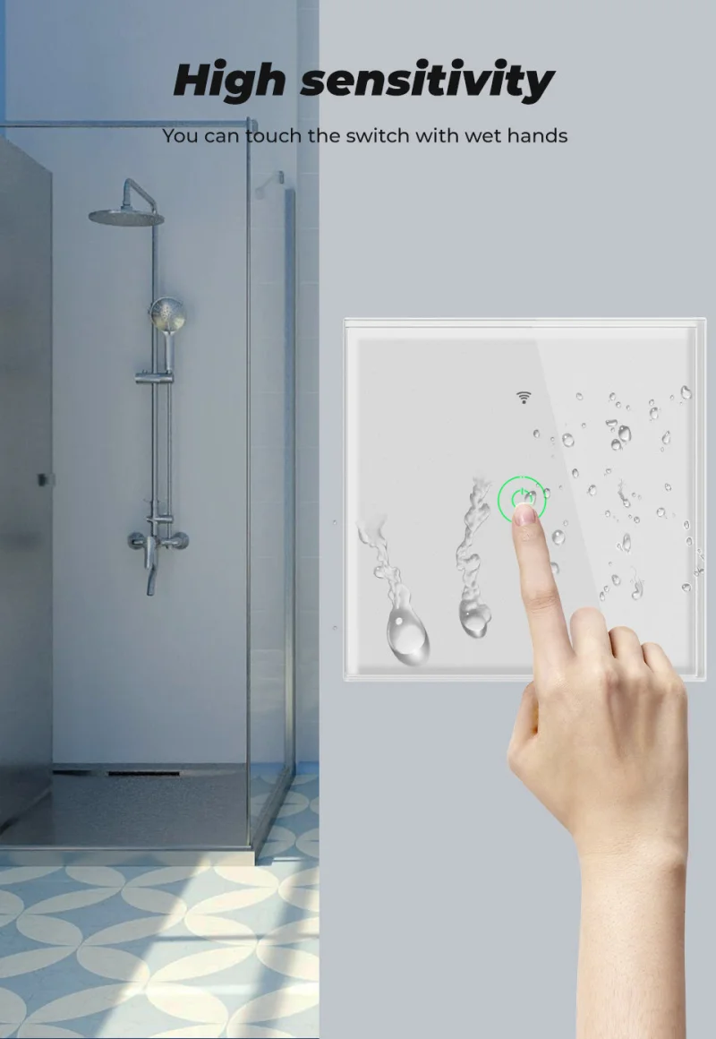 

TUYA EU Standard Tuya Smart Life 1 Gang 1 Way WiFi Wall Light Touch Switch for Google Home Alexa Voice Control No Need Neutral