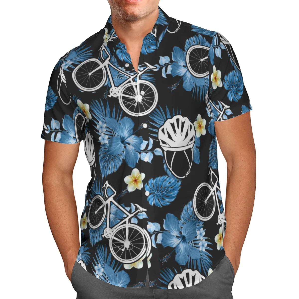 

Bike Weed Print Short Sleeve Shirts For Men Loose Cardigan Button Shirt Plus Size Hawaiian Style Summer 2021 Ventilated Shirt 33