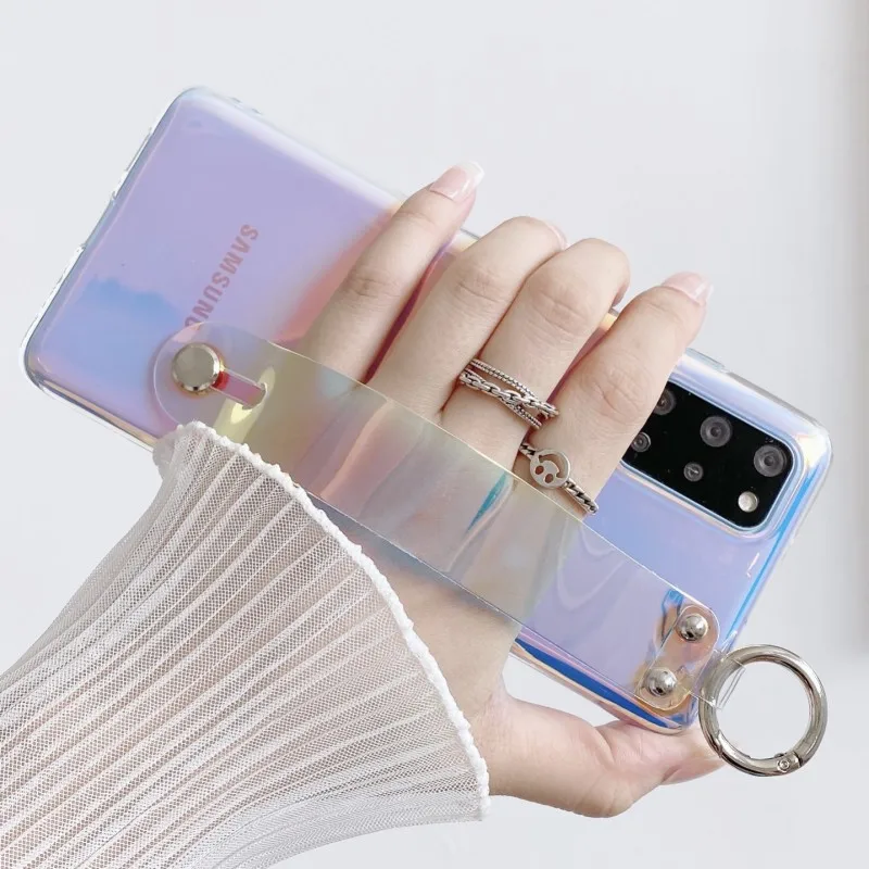 Dream Color Case For Samsung Galaxy A72 A52 A32 A22 A82 A02S A42 A31 A51 A71 A12 A21S S21 Shockproof Soft TPU Wrist Strap Cover