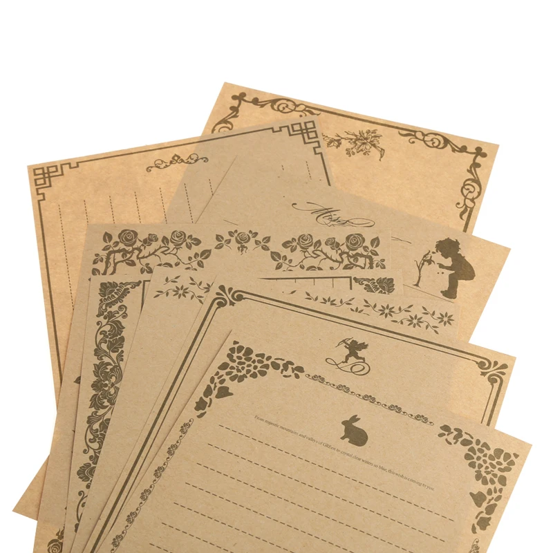 

8 Sheets Vintage Retro Design Writing Stationery Paper Pad Note Letter Set