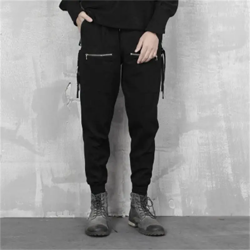 Men's Harun Pants Spring Hip Hop Trend Zipper Pocket Decorated Harajuku High Street Casual Versatile Loose Oversized Pants