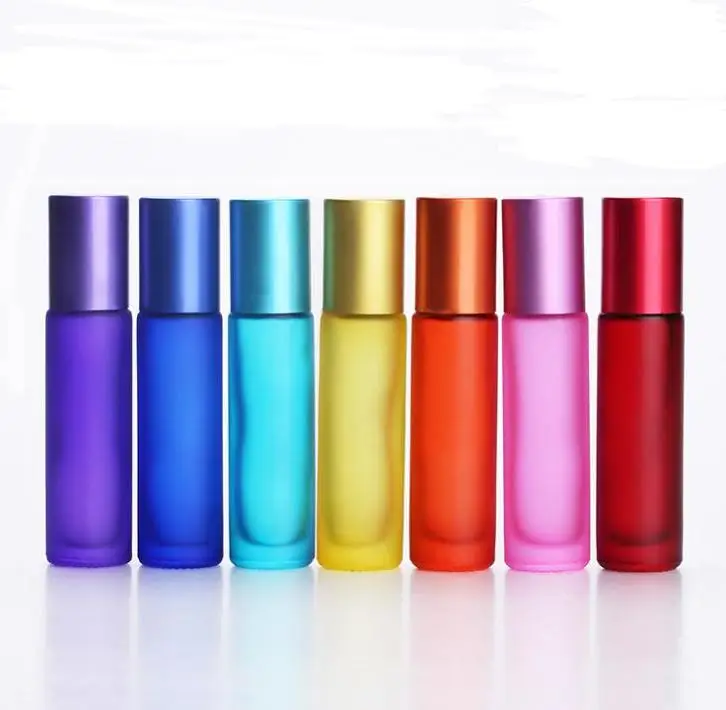 

Blue/green/pink/black/amber Mini 10ml Roll On Glass Bottle For Fragrances Essential Oils Stainless Steel Roller Ball Wholesale