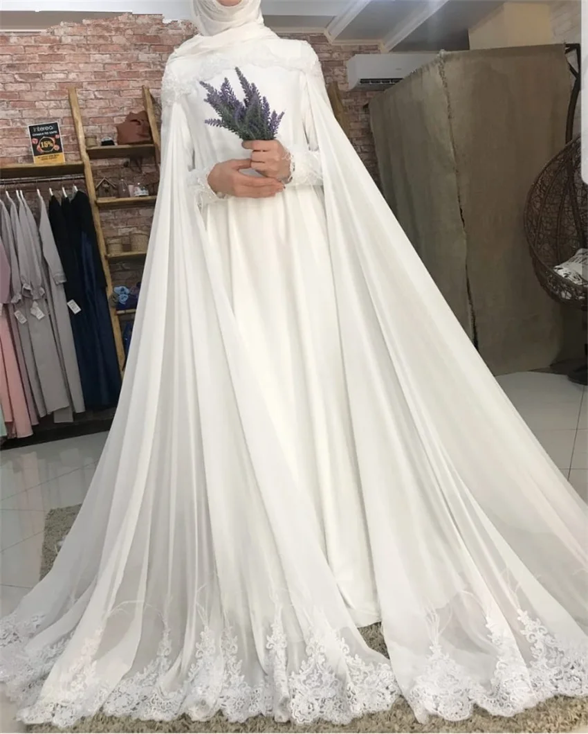 NUOXIFANG Романтический Длинный рукав мусульманские свадебные платья robe de mariage на