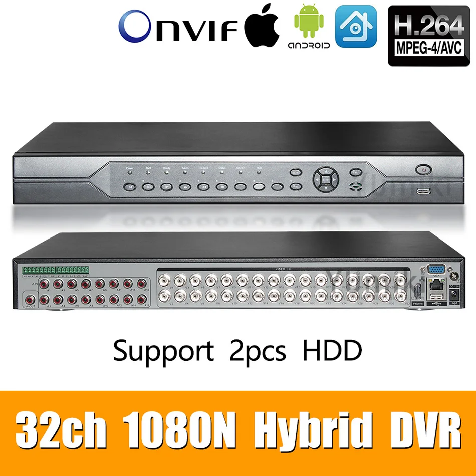 32ch 1080N DVR 5 в 1 коаксиальный CVI TVI AHD видеорегистратор системы Гибридный NVR для AHD 8CH IP поддержка 2 шт. HDD XMEYE