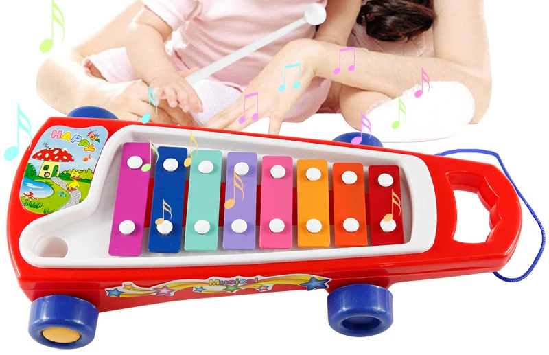 

Children's Music Toy Car Drag Knock Piano Octave Hand Knocking Enlightenment Early Childhood Educational Toys Key Type Metal