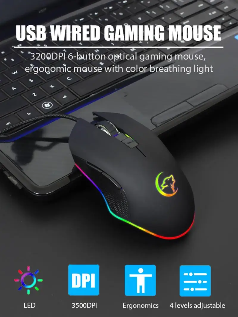 Фирменная Новинка YWYT G812 USB Проводная Мышь игровой 3200 Точек на дюйм 6 кнопок