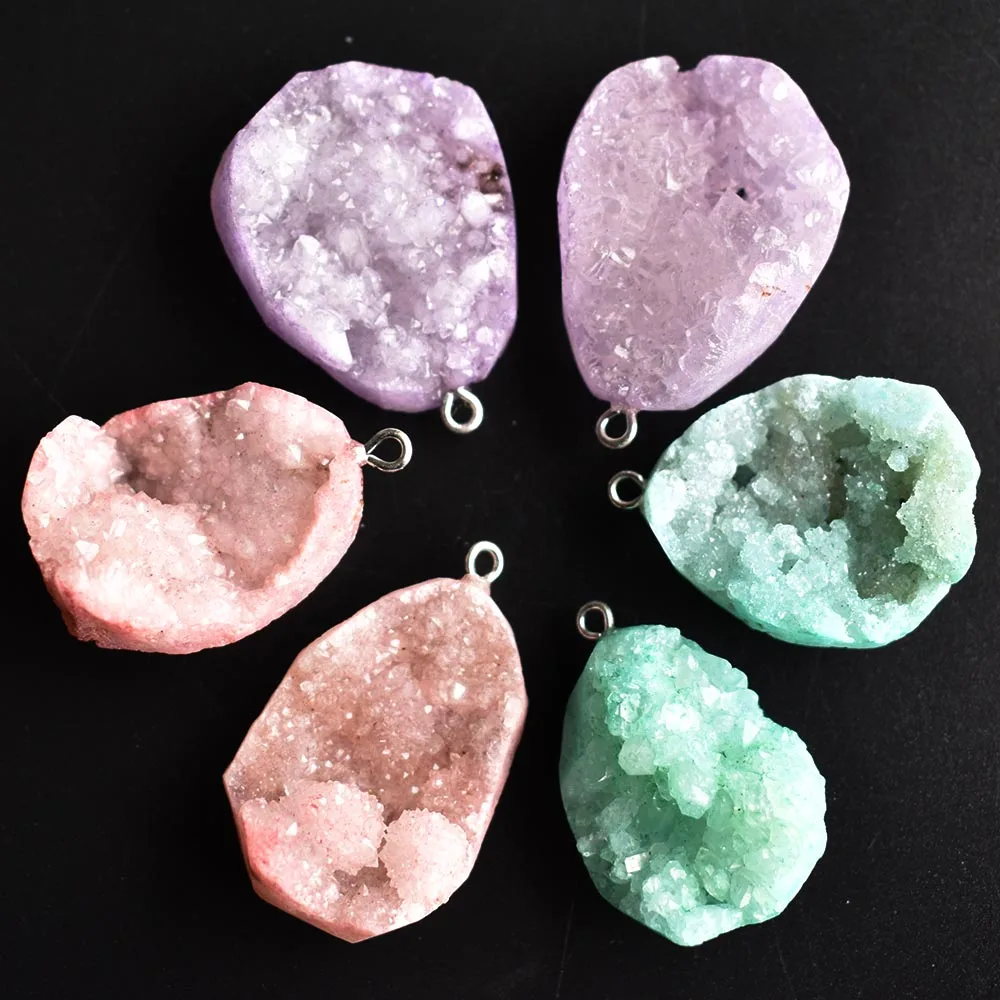 

Natural Druzy Agates Pendants Charms Irregular Shape Stone Pendants DIY for Necklace or Jewelry Making 6pcs/lot wholesale