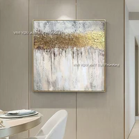 original gold foil abstract grey handmade oil painting wall art canvas pictures modern for living room home decoration as a gift