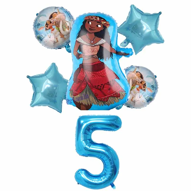 

1set Moana balloons 32 inch blue number balloon upplies Cute Princess moana theme birthday party decoration kids toys gifts