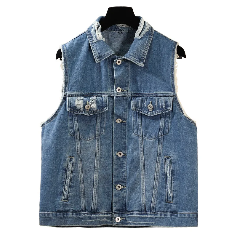 

hole denim jeans Oversized waistcoat for Women's vest clothing Sleeveless jackets autumn winter coats 2020 Korean female A6263