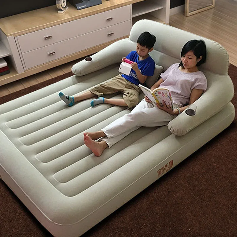

Thickened Folding Double Traveling Bed Household Inflatable Bed Lunch Break Single Air Cushion Bed Outdoor Beach Portable Sofa