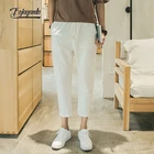 Брюки FOJAGANTO мужские в Корейском стиле, льняные облегающие повседневные штаны до щиколотки светильник тонкие однотонные, на лето