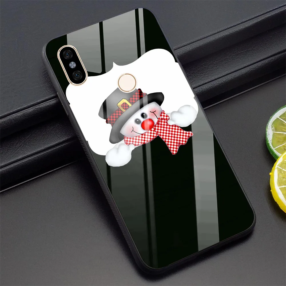 K3015604 Новогодний чехол для телефона Xiao mi Pocophone F1 Note 5 6 7 Pro Red mi 4X 6A mi A1 A2 8 Lite 9 из закаленного стекла - Цвет: K3015604