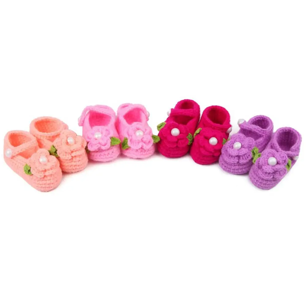 Buatan Tangan Baru Lahir dengan Bayi Anak Laki-laki Gadis Crochet Merajut Balita Sepatu
