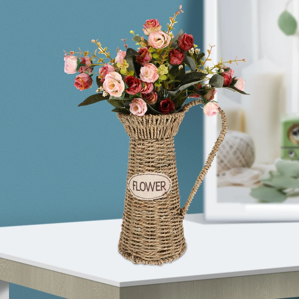

1Pc Woven Flower Vessel Decorative Flower Arrangement Vase Flower Basket Gift