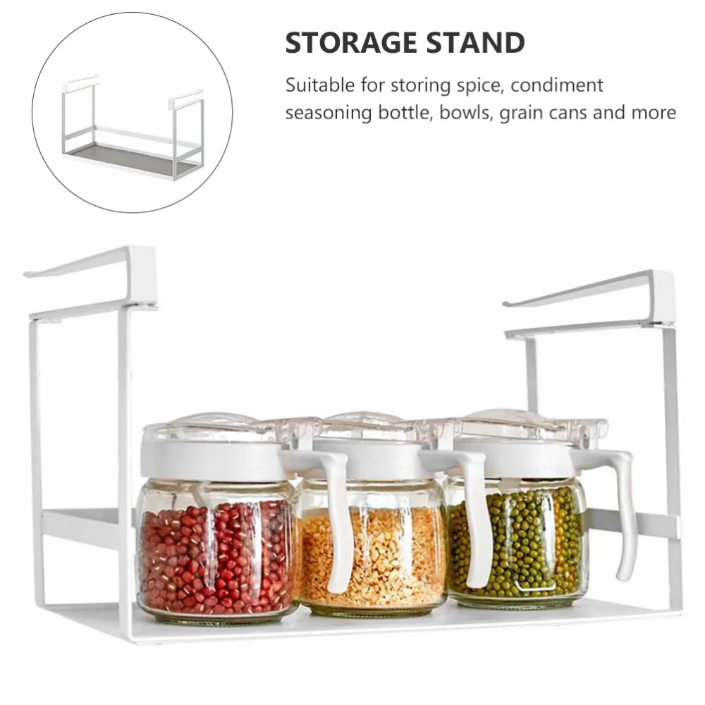 

1pc Kitchen Cabinet Hanging Storage Rack Spice Rack Condiment Holder (Black)