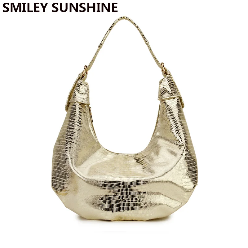 Новые модные женские сумки на плечо со змеиным узором серебристая золотистая