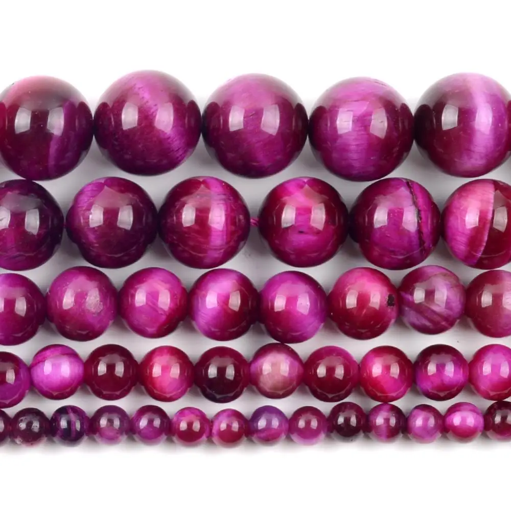 Бусины Из Натурального Розового Красного тигрового глаза круглые бусины