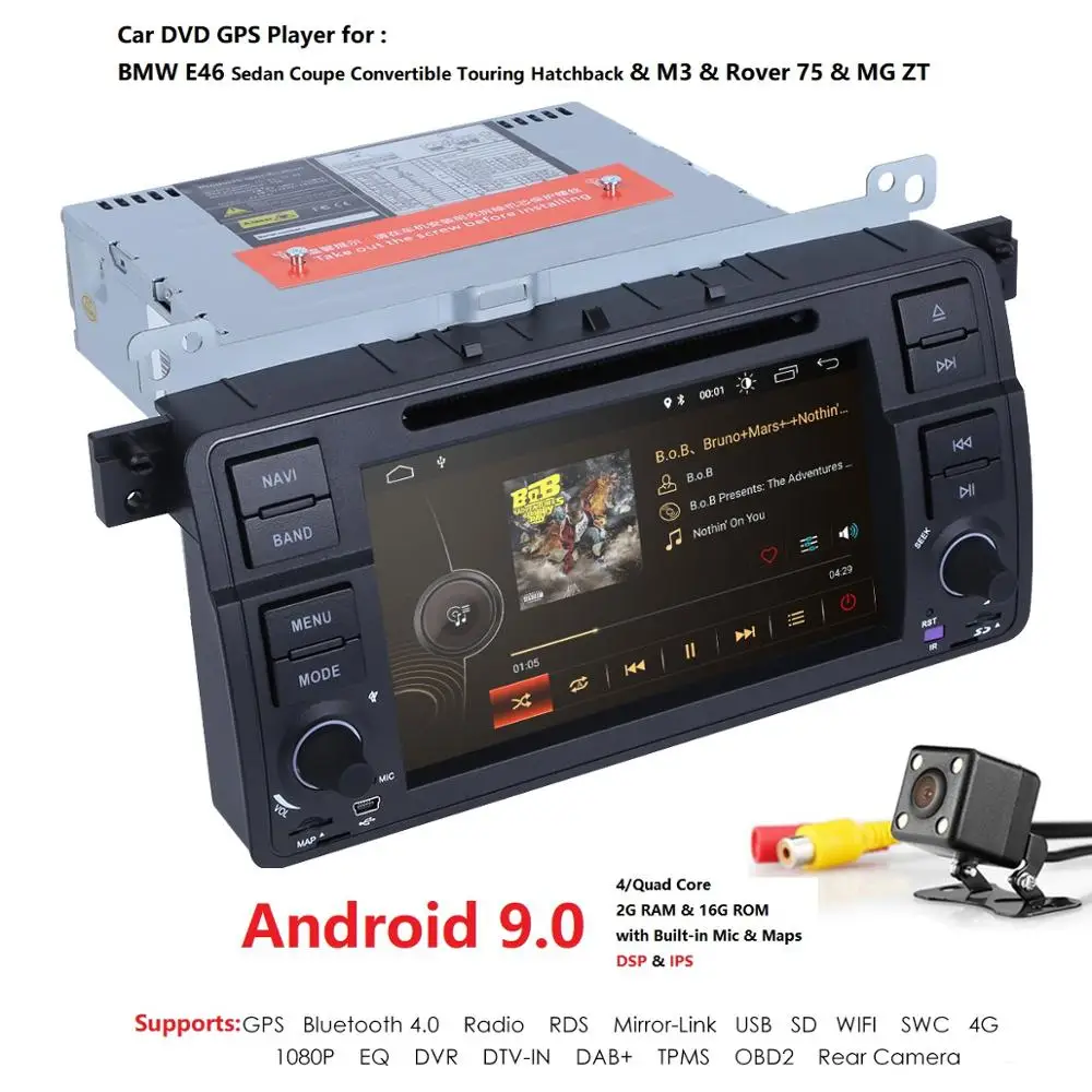 1Din Android 9 0 2 грамма автомобильный dvd-плеер для BMW E46 M3 с gps DVR Bluetooth радио встроенный DSP