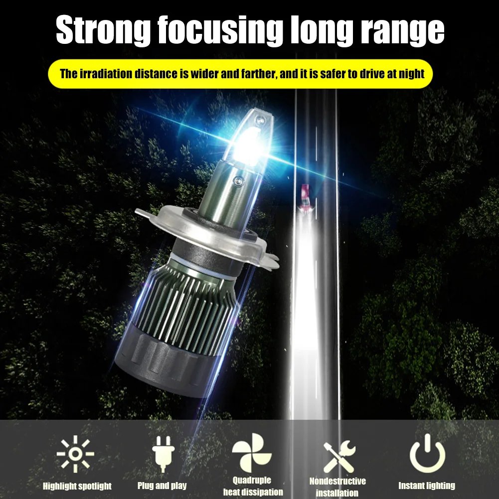 

1 Pair IP68 Waterproof 8000LM Turbo Fan Spotlight LED Car Headlight Bulbs 50W High Brightness Auto Headlamp Kits Car Accessories