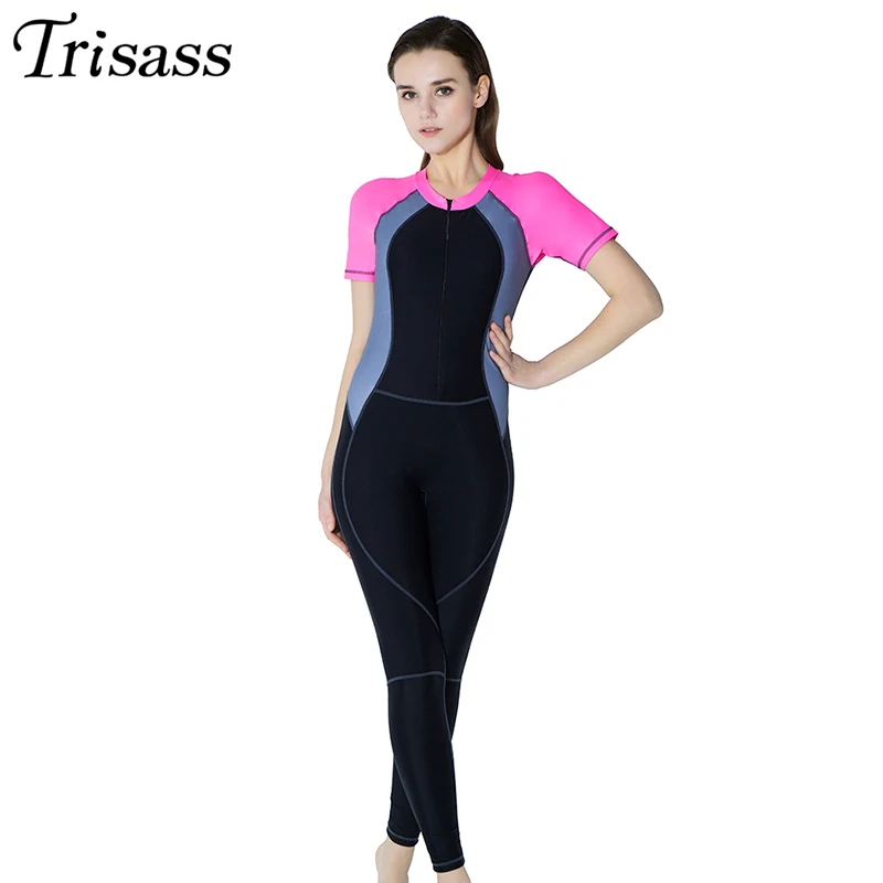 Trisass 2021 Новая Женская Профессиональная Цельный купальник с короткими рукавами