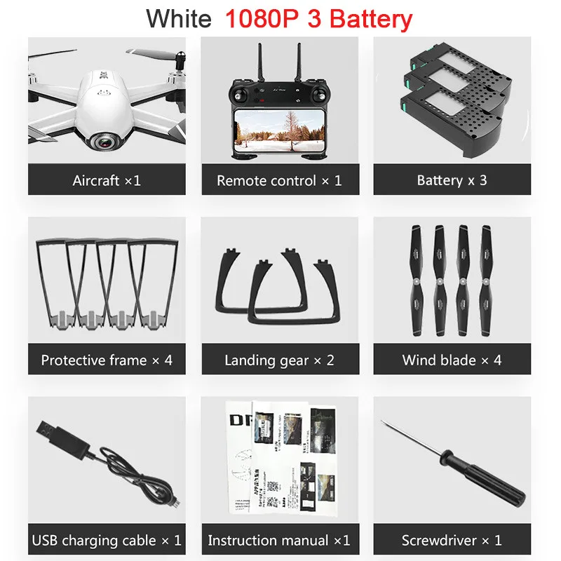 White 1080P 3B SG106 Радиоуправляемый Дрон оптический поток 1080P 720P 4K HD Двойная камера в реальном времени воздушная видео Радиоуправляемый квадрокоптер самолет позиционирование игрушки RTF малыш - Цвет: White 1080P 3B