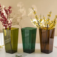fashion acrylic square bucket vase colorful flower vase decor ornaments vase creativity home living room decoration