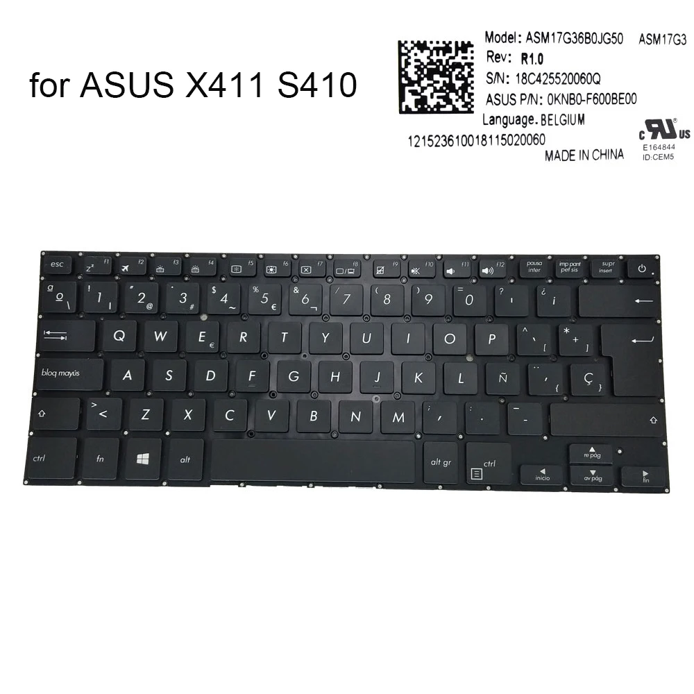 Испанская клавиатура для ноутбука Asus vivobook S410 S410UA X411U X411 UQ X411UA X411UN X411UF X411QA 0KNB0 F600BE00 |