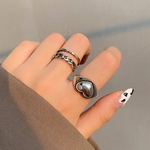 Кольца в виде сердца, богемные, винтажные, античные цепочки, простые кольца, ажурные геометрические кольца, Панк на костяшки пальцев, кольцо Анель