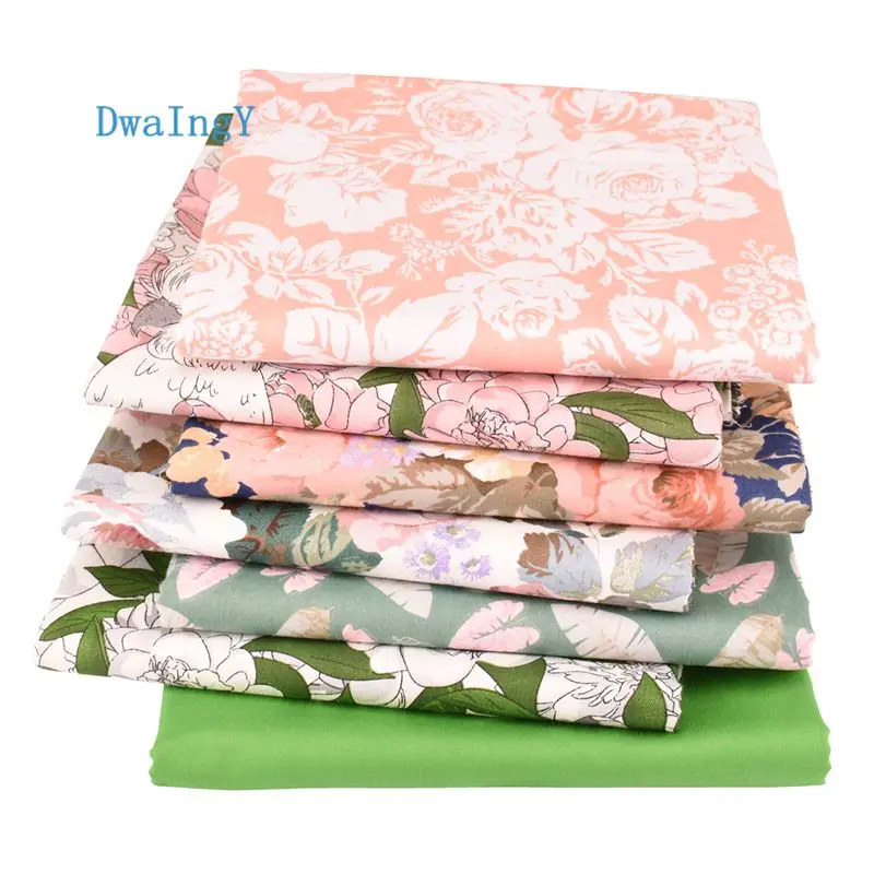 

DwaIngY Green Flower Series,7pcs/Lot,Twill Cotton Fabric For Sewing Patchwork,DIY Quilting Cloth Fat Quarters Baby Doll Material