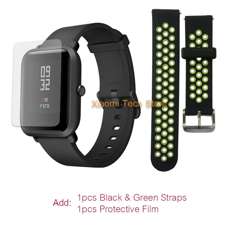 Смарт часы Xiaomi Amazfit Bip Huami GPS Умные часы [ Русский язык ] со склада России, Официальная гарантия 1 год - Цвет: -Green and film-