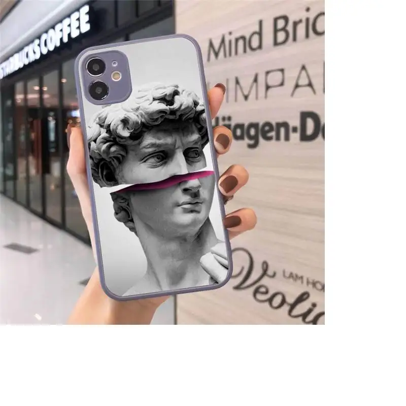 

David Medusa Phone Case Matte transparent For Gray iPhone 12 Mini 11 Pro XR XS Max 7 8 Plus X Back Cover