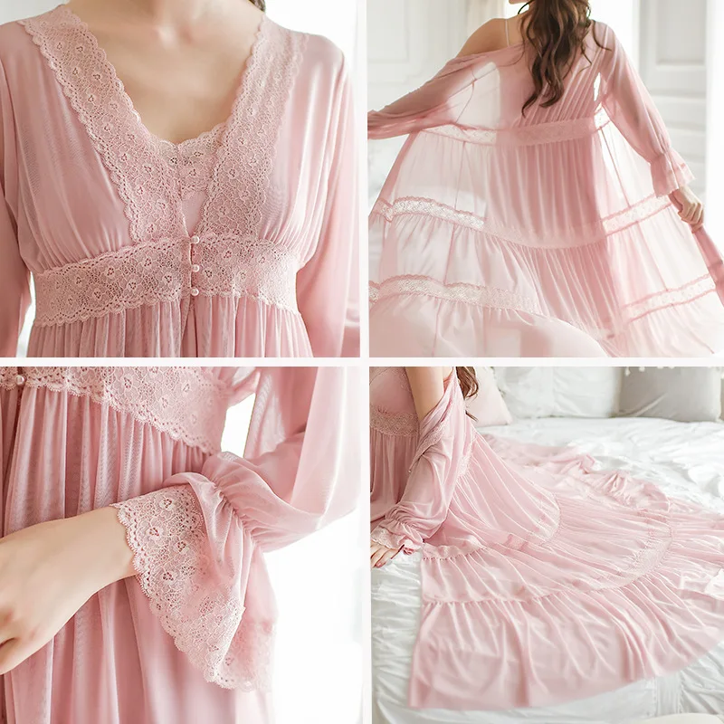 Женская ночная рубашка, халат, Vestido, ночное белье, платье для сна, белье с длинным рукавом, кружевное Ночное платье, пижама, халат для подружки невесты