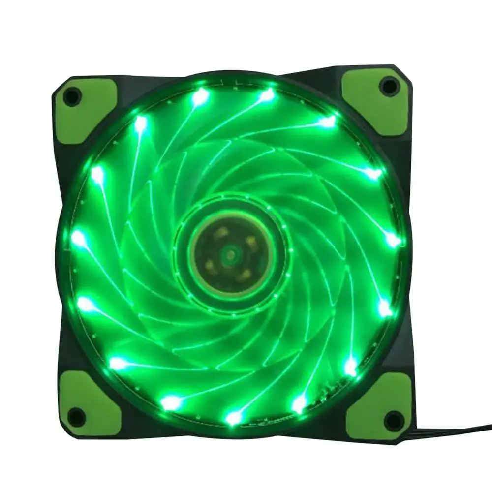 New PC Computer 16dB Ultra Silent 15 LEDs Case Fan Heatsink Cooler Cooling 120mm 12CM 12VDC 3P IDE 4pin Adjustable speed | Компьютеры и