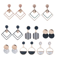 bohemia round earrings statement geometric big pendant ear dangle drop earrings for women accessories geometric metal stone